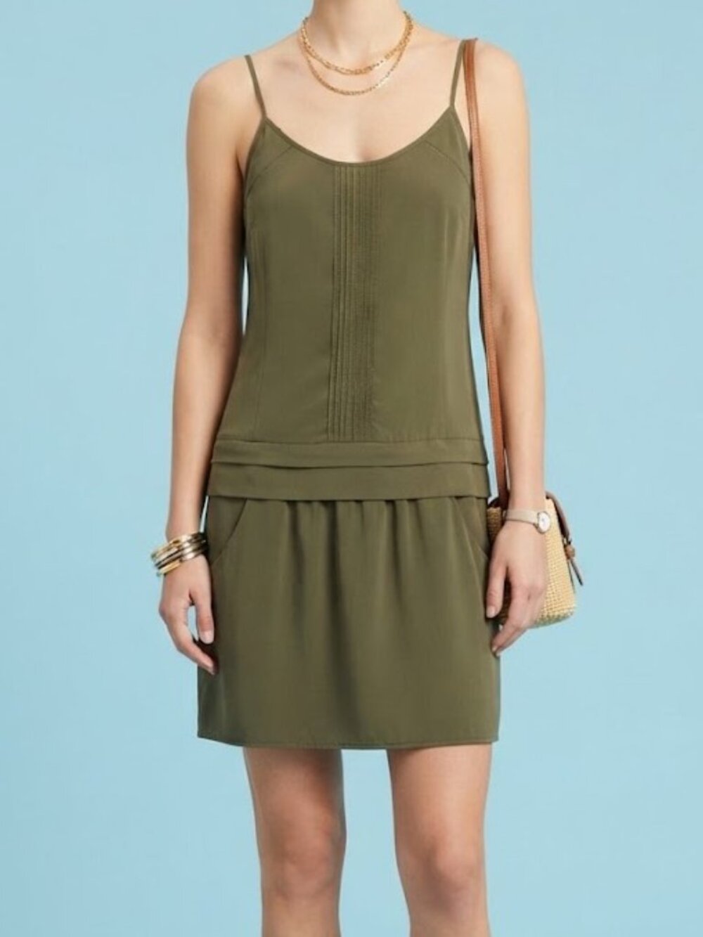 Jacob Olive Green Mini Dress with Pockets